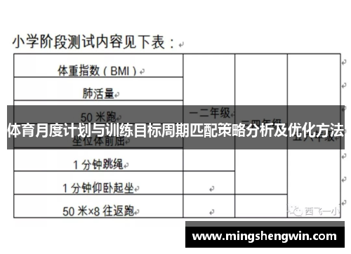 体育月度计划与训练目标周期匹配策略分析及优化方法